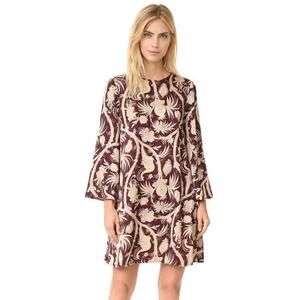 New Zimmermann Karmic Tunic Dress Bell Sleeves Bird Chintz Print Size 6